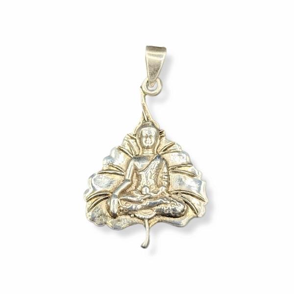 Pendant Buddha on Leaf Sterling Silver