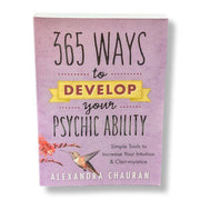 Book cover of '365 Ways to Develop Your Psychic Ability' by Alexandra Chauran on a white background