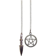 Pendulum with a pentagram pendant and a pointed end on a white background
