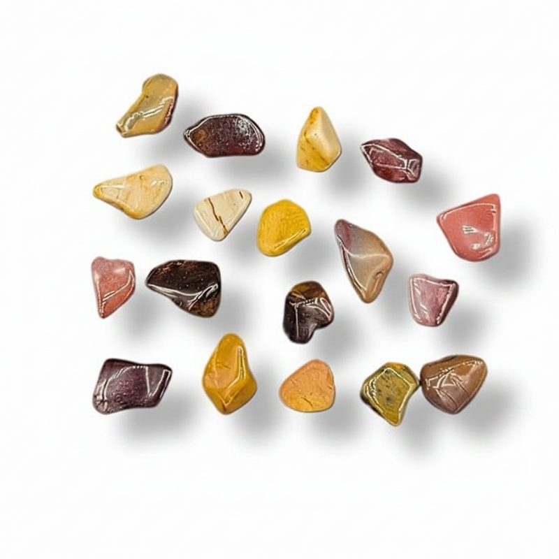 Mookaite Tumbled on a white background