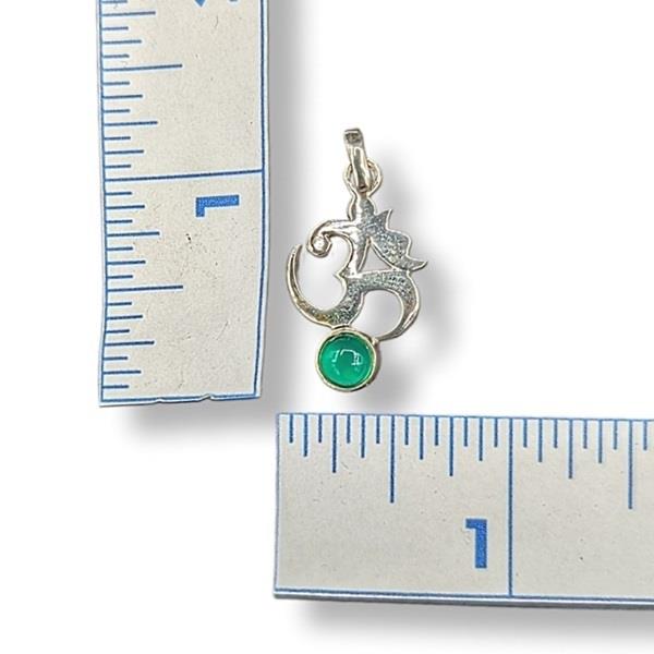 Pendant Green Onyx Om Sterling Silver