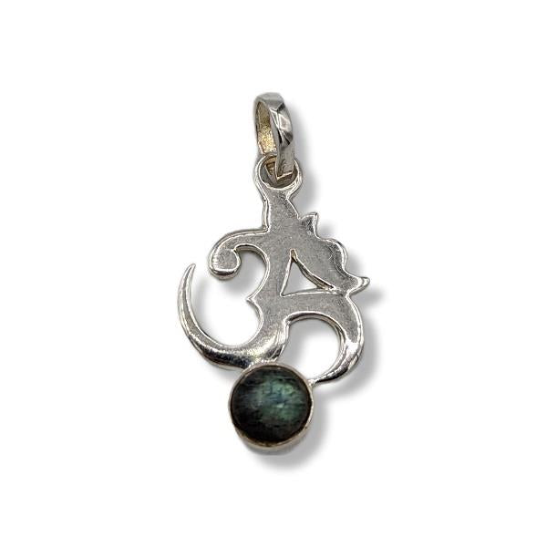 Pendant Labradorite Om Sterling Silver