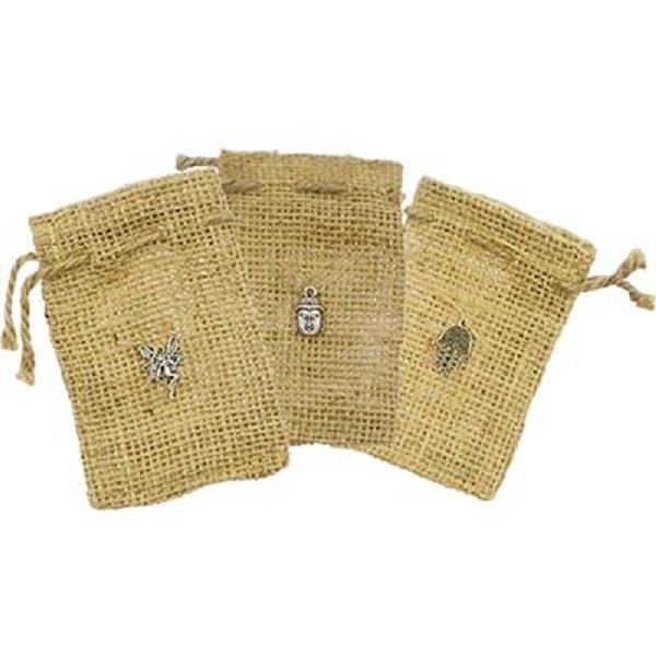 Bag Jute Metal Pendant Assorted