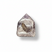 A natural pointed amethyst shown on a clean white background with a soft drop shadow.
