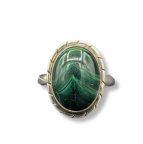 Ring Malachite Size 7 Sterling Silver