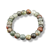 Multicolored beaded bracelet on a white background