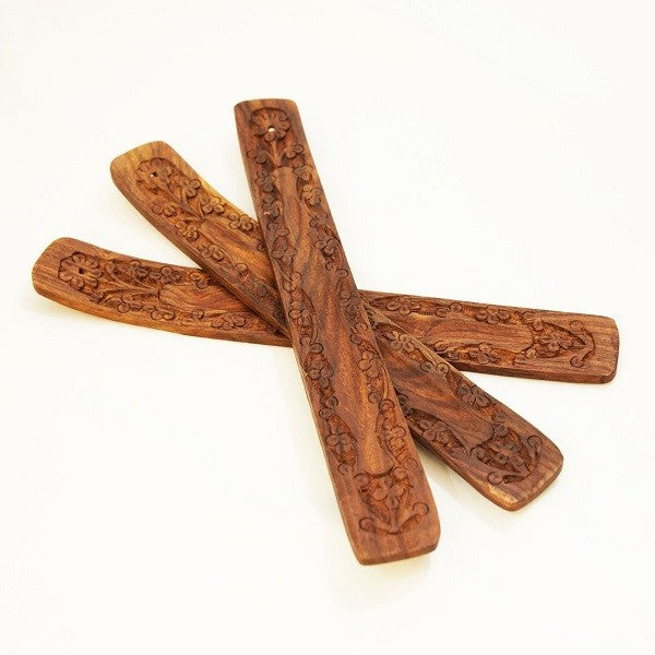 Incense Burner Ski Carved 10"