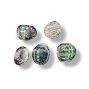 Fluorite Earthstones on a white background