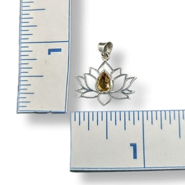 Pendant Citrine Lotus Sterling Silver