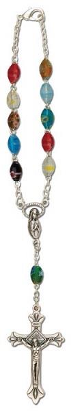 Auto Rosary Multi Coloured Glass