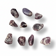 Set of purple stones on a white background