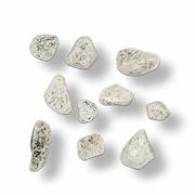 Fire and Ice quartz tumbled on a white background