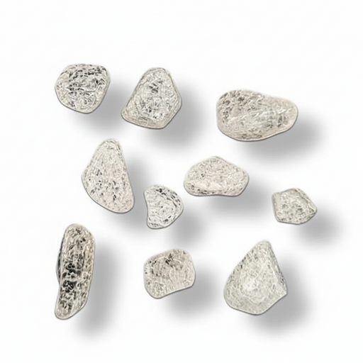 Fire and Ice quartz tumbled on a white background