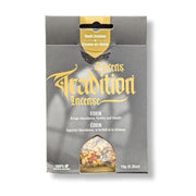 Box of 'Tradition Incense' with visible incense mix on a white background