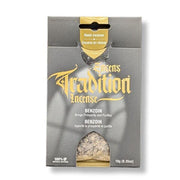 Box of Incense Tradition Incense with gold and black design on a white background