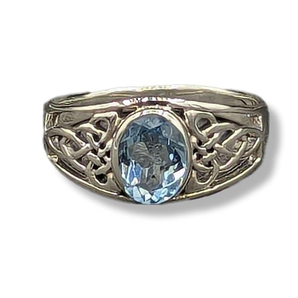 Ring Blue Topaz Celtic Sterling Silver