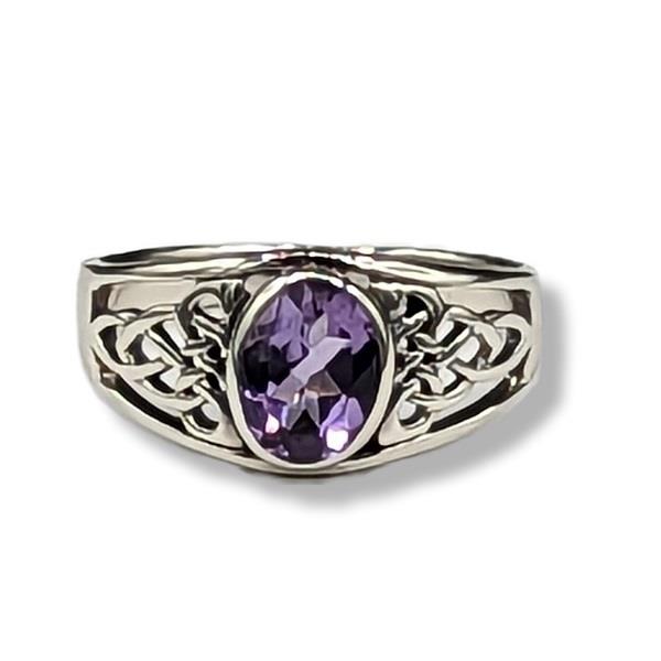 Ring Amethyst Celtic Sterling Silver | Earthworks 4