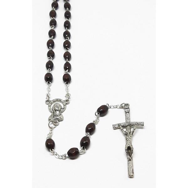 Wooden Burgundy Rosary Crucifix