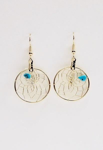 Earrings Dreamcatcher Gold Turquoise