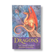 Book  'Dragons: Your Celestial Guardians' by Diana Cooper with a dragon illustration on a purple background.