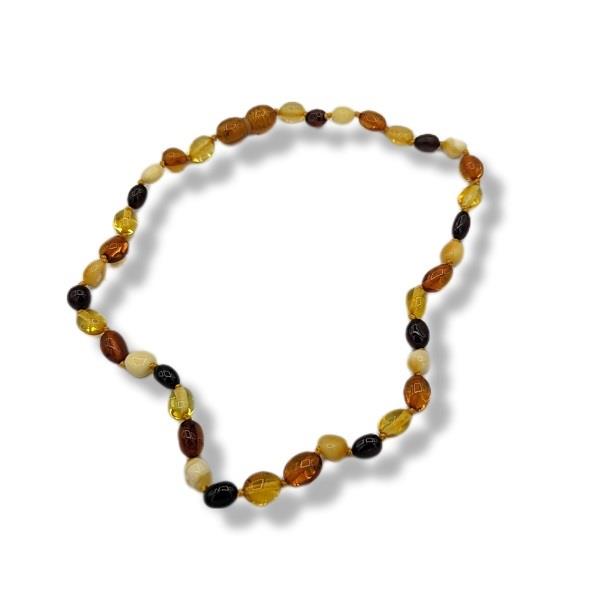 Teething Necklace Amber Tri Colour