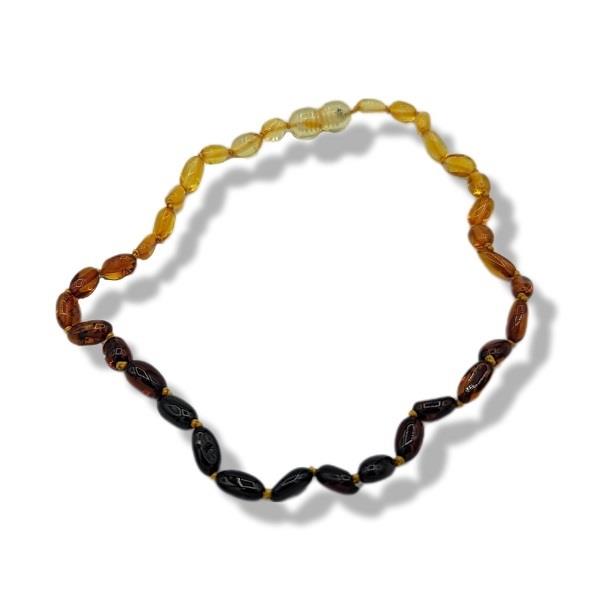 Teething Necklace Amber Tri Colour