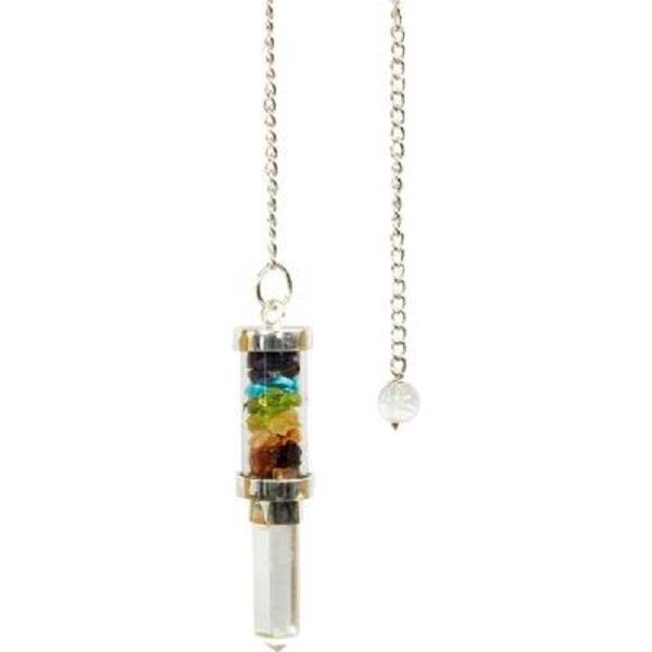 Pendulum Chakra Stone Chips Glass Tube