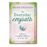 Book cover of 'The Everyday Empath' by Raven Digitalis with a colorful logo on a watercolor background.