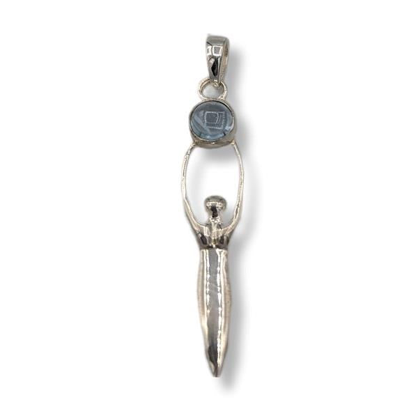 Pendant Blue Topaz Goddess Sterling Silver