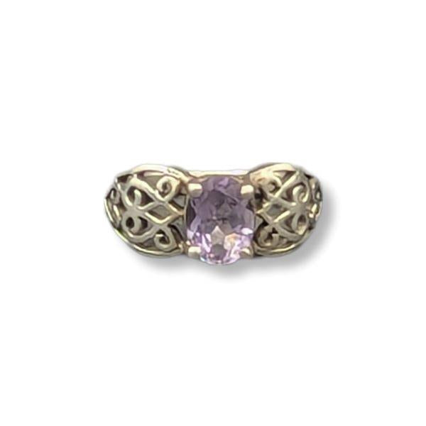 Ring Amethyst Celtic Sterling Silver Size 6