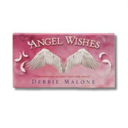 Affirmation cards titled 'Angel Wishes' by Debbie Malone with pink cover and angel wings design.