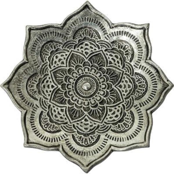 Incense Burner White Metal Lotus