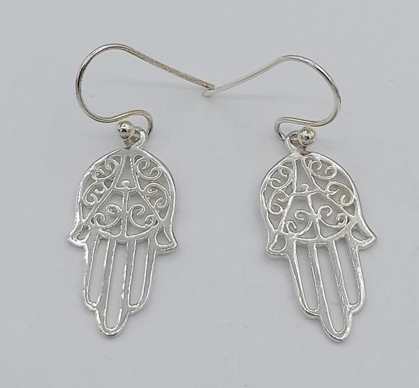 Earrings Hamsa Hand Sterling Silver