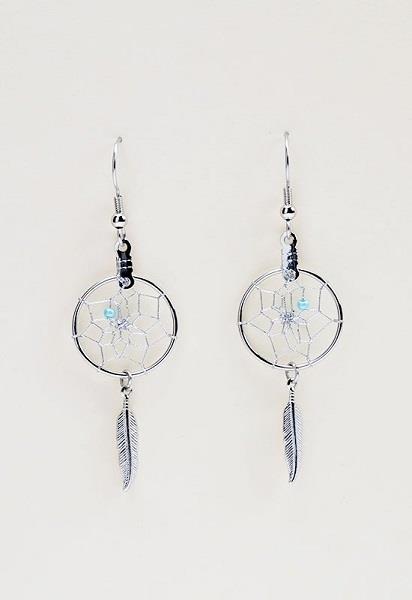 Earrings Dreamcatcher with Feathers