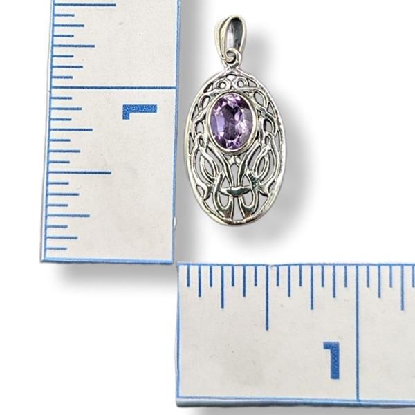 Pendant Amethyst Celtic Oval Sterling Silver
