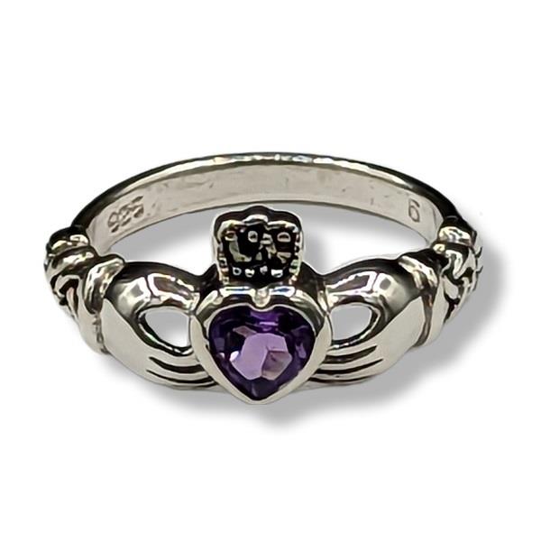 Ring Cladaugh Marcasite Amethyst Silver | Earthworks