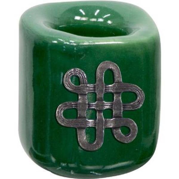 Mini Candle Holder Green Celtic Knot