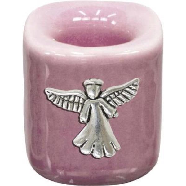 Mini Ceramic Candle Holder Pink Angel