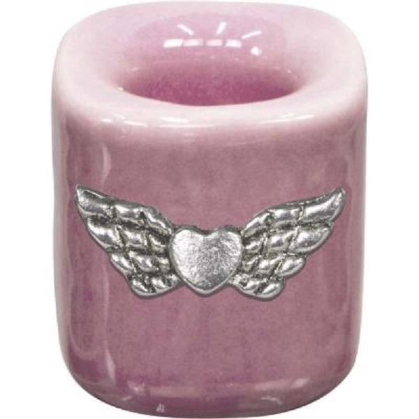 Mini Candle Holder Pink Heart Wings