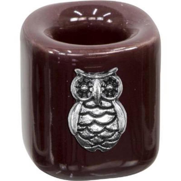 Mini Ceramic Candle Holder Brown Owl