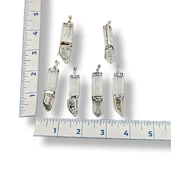 Pendant Selenite with Quartz Crystal Point