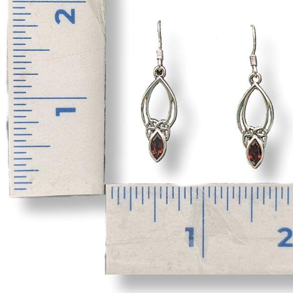 Earrings Garnet Celtic Sterling Silver