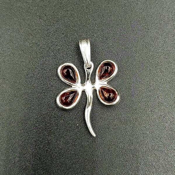 Pendant Amber Dragonfly Sterling Silver