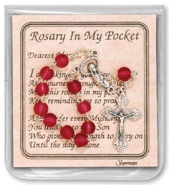 Pocket Rosary Assorted Glass Colours