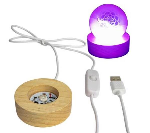 Wood LED Light Base 7 Colours