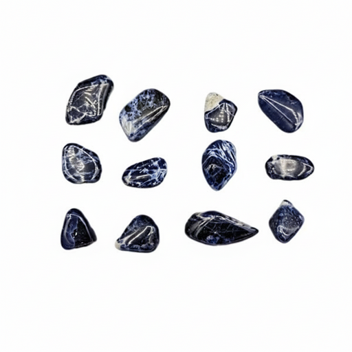 Set of blue marbled stones  on a white background