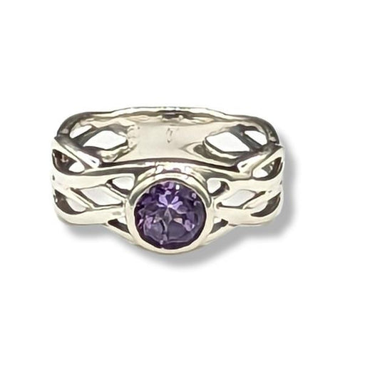 Ring Amethyst Round Sterling Silver | Earthworks 