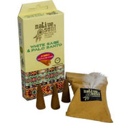 Native Soul White Sage & Palo Santo packaging with incense cones and a bag on a white background