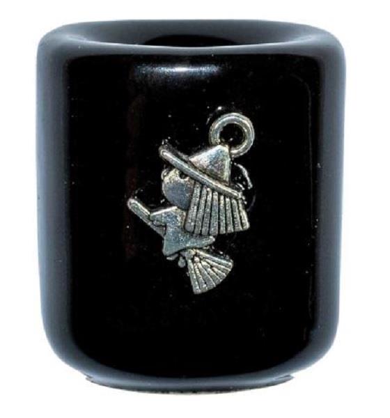 MIni Ceramic Candle Holder Black Witch