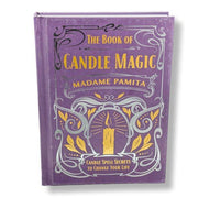 Purple book titled 'The Book of Candle Magic' by Madame Pamita on a white background